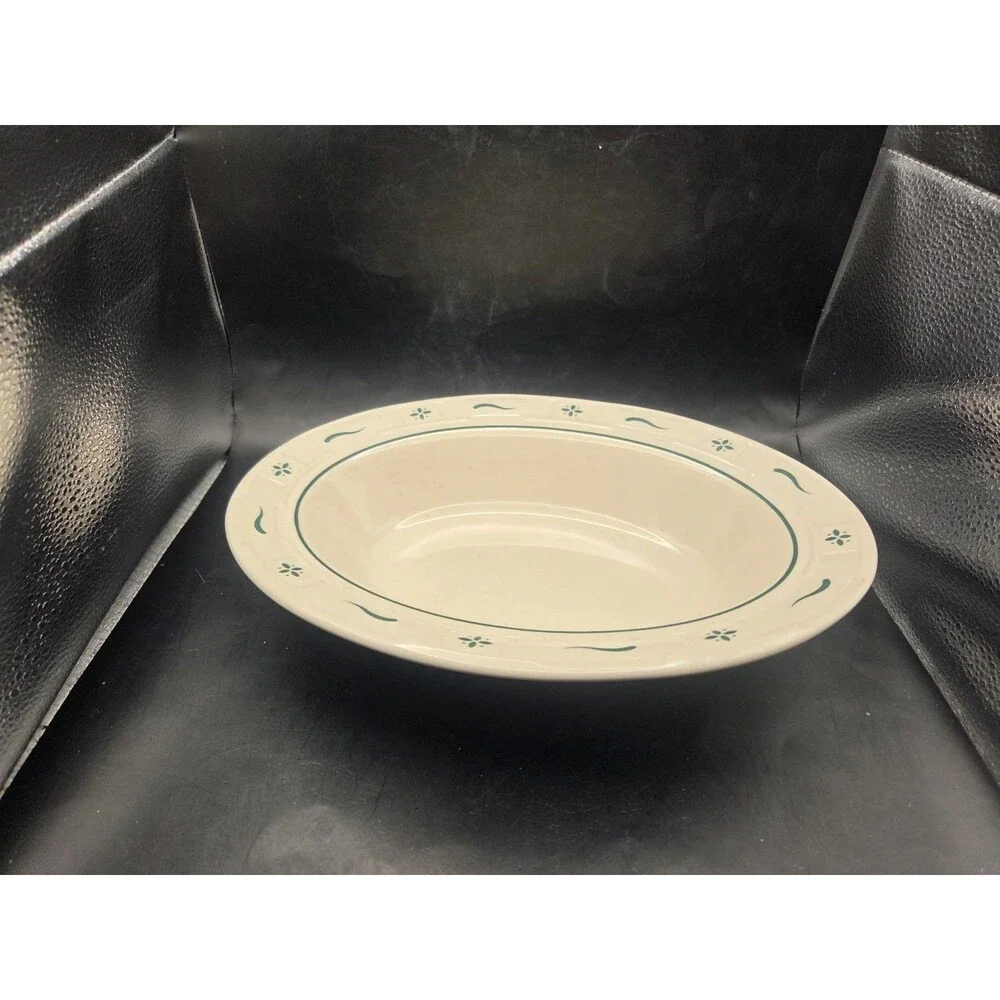 Longaberger Pottery Woven Traditions Green Oval Vegetable Serving Dish USA 12 In